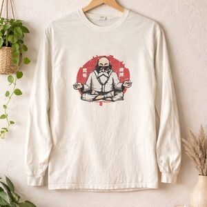 Gildan Cotton Meditating Buddah Long Sleeve Shirt
